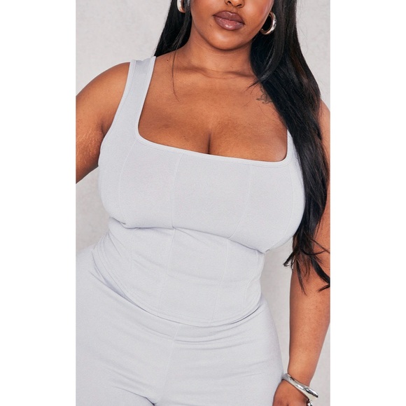 PrettyLittleThing Tops - NWT PrettyLittleThing Square Neckline Tank Top Gray Size 14